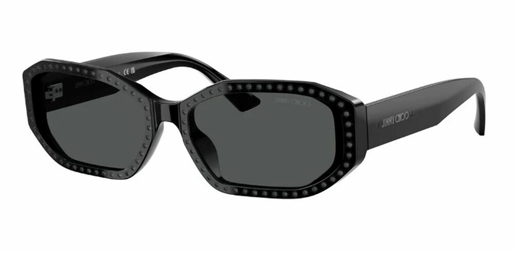 NEW JIMMY CHOO women's cat eye sunglasses in black and silver night